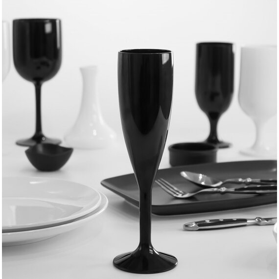 Бокал для шампанского из поликарбоната черный 180 мл, изображение 3