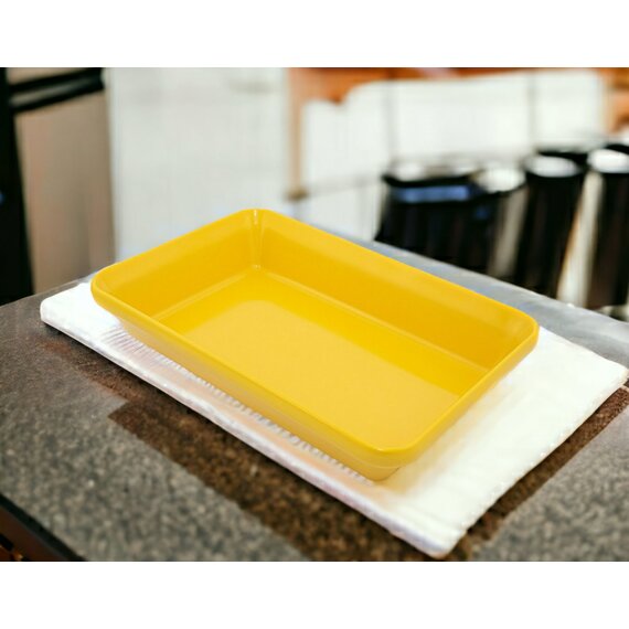 Блюдо для викладання продуктів з меламіну 30×19,5×5,5 см жовте, зображення 4