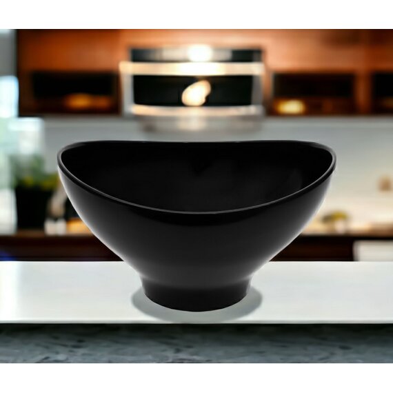 Чаша овальная, закругленная из меламина, чёрная, 295×265×161 мм, 4100 мл, изображение 2