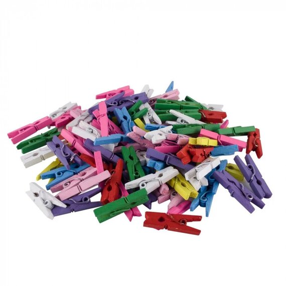 Прищіпка дерев'яна різнокольорова 2.5 см 100 шт, зображення 2
