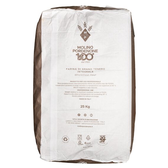 Цільнозернове італійське борошно з висівками Molino di Pordenone INTEGRALE 25 кг, зображення 2