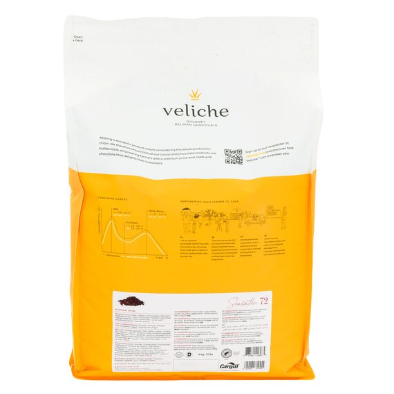 Экстра черный шоколад VELICHE DARK SENSATION 72% 10 кг, изображение 5