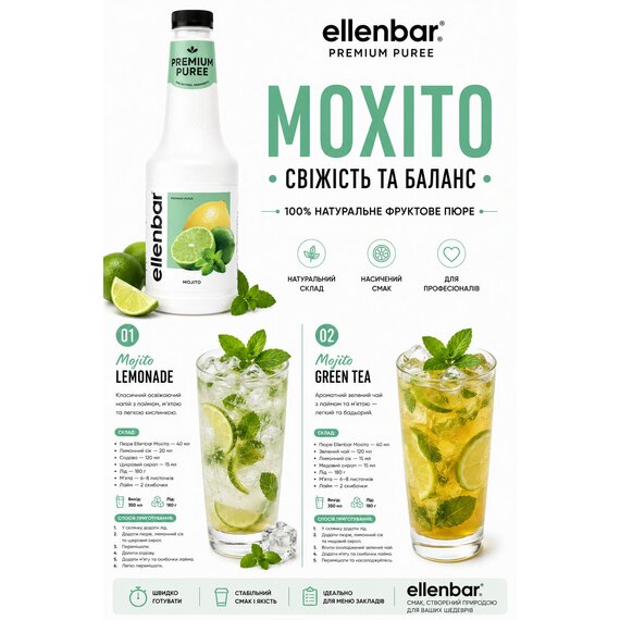 Пюре-основа Ellenbar Мохито для лимонада 900 г, изображение 5